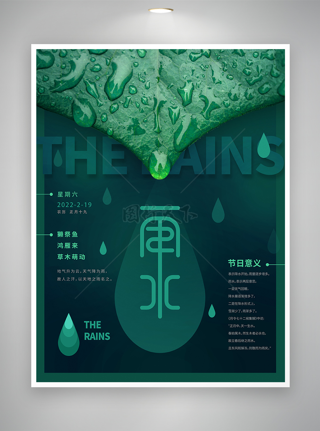 雨水节气宣传创意海报