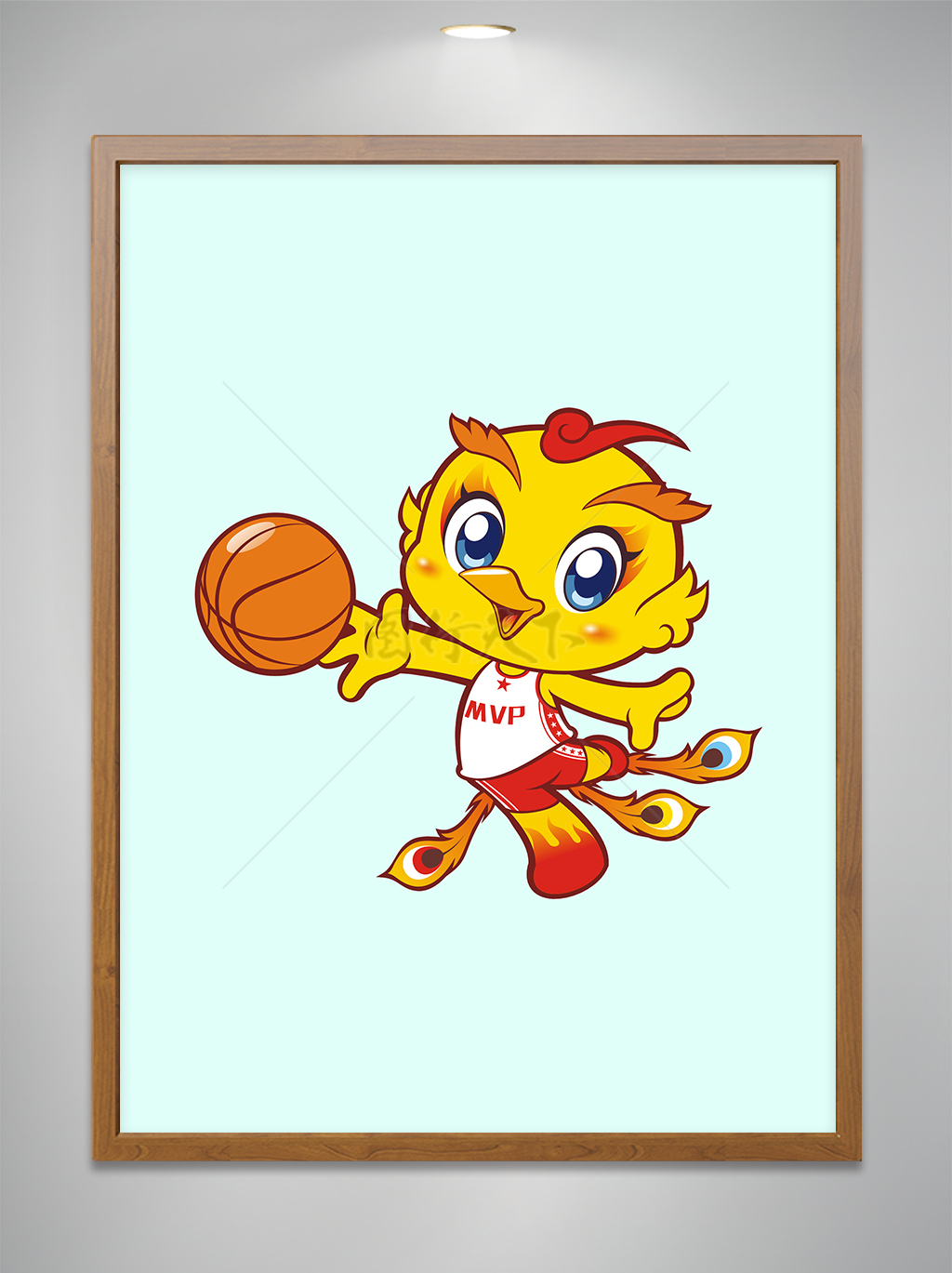 卡通可爱小凤凰打篮球